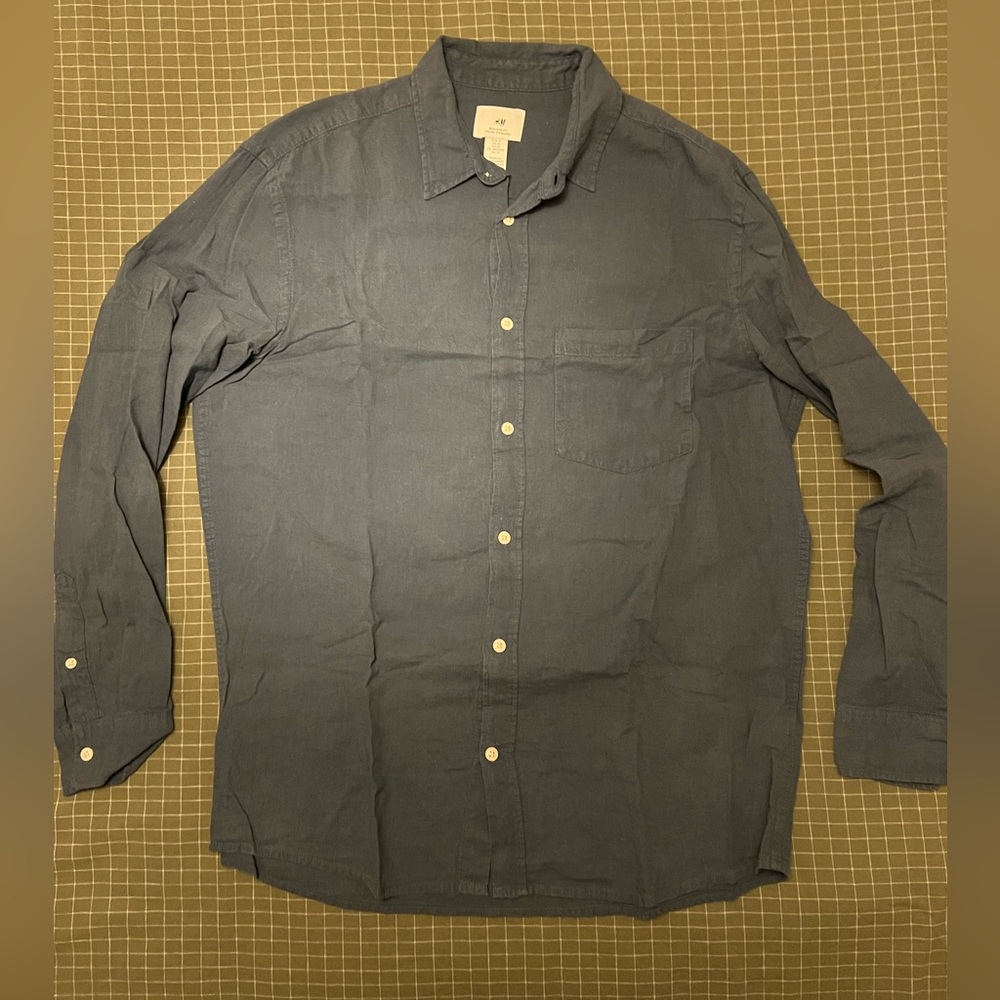 H&M Linen Shirt Blue Size M Men’s